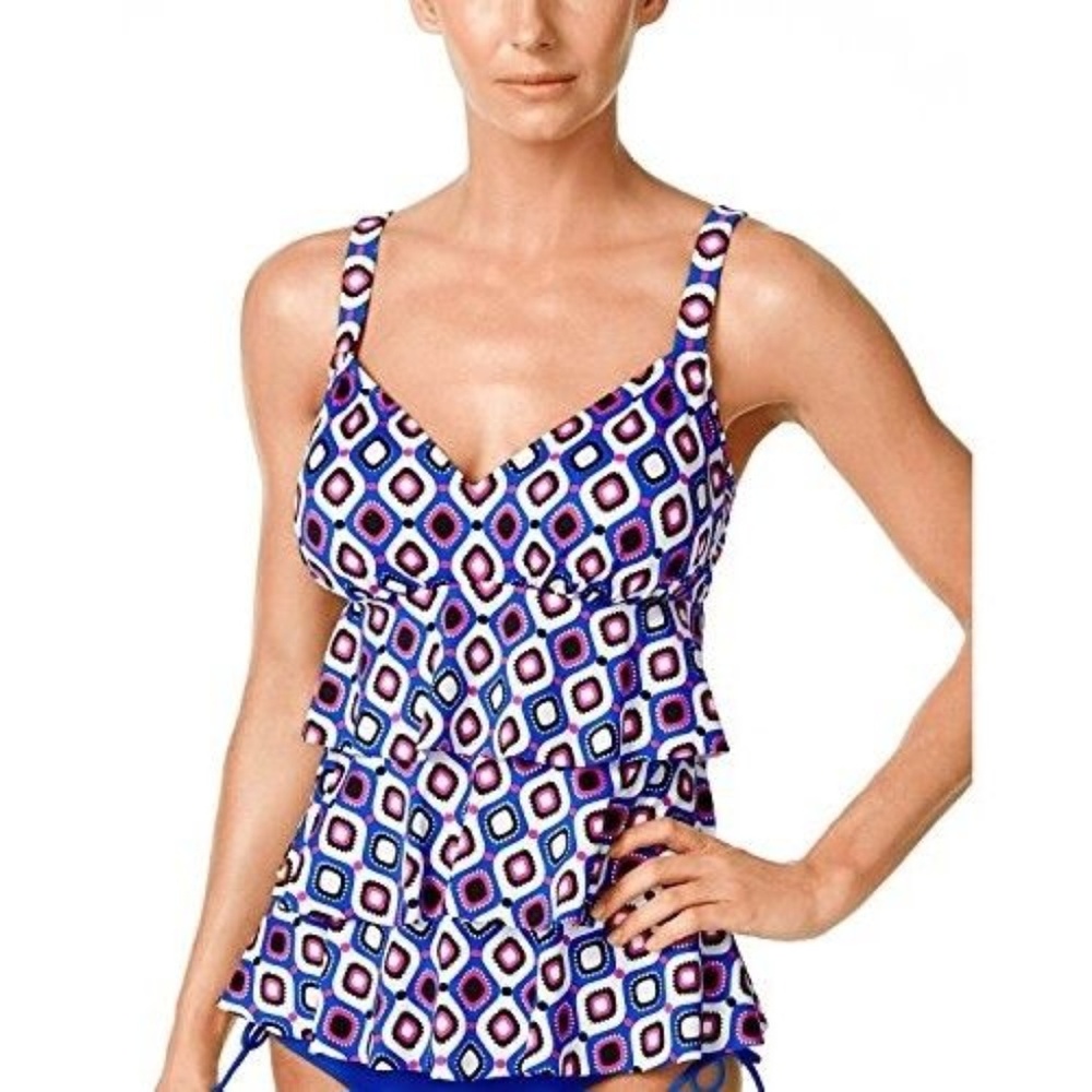 Swim Solutions Plus Size Tiered Tankini Top